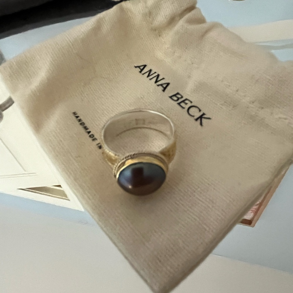 Anna Beck blue pearl ring size 8